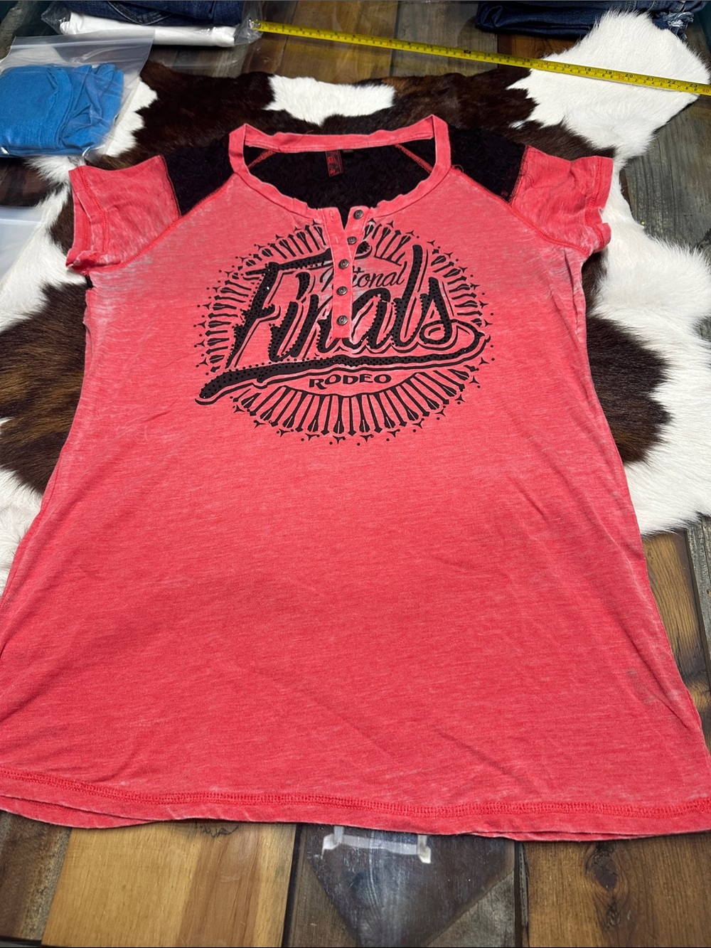 Rodeo gear Women's red burn out tee Tee